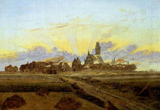 Caspar David Friedrich Neubrandenburg in Flames china oil painting image